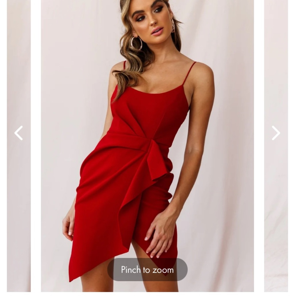 TESLA CAMI STRAP SCULPTED FABRIC DRESS RED